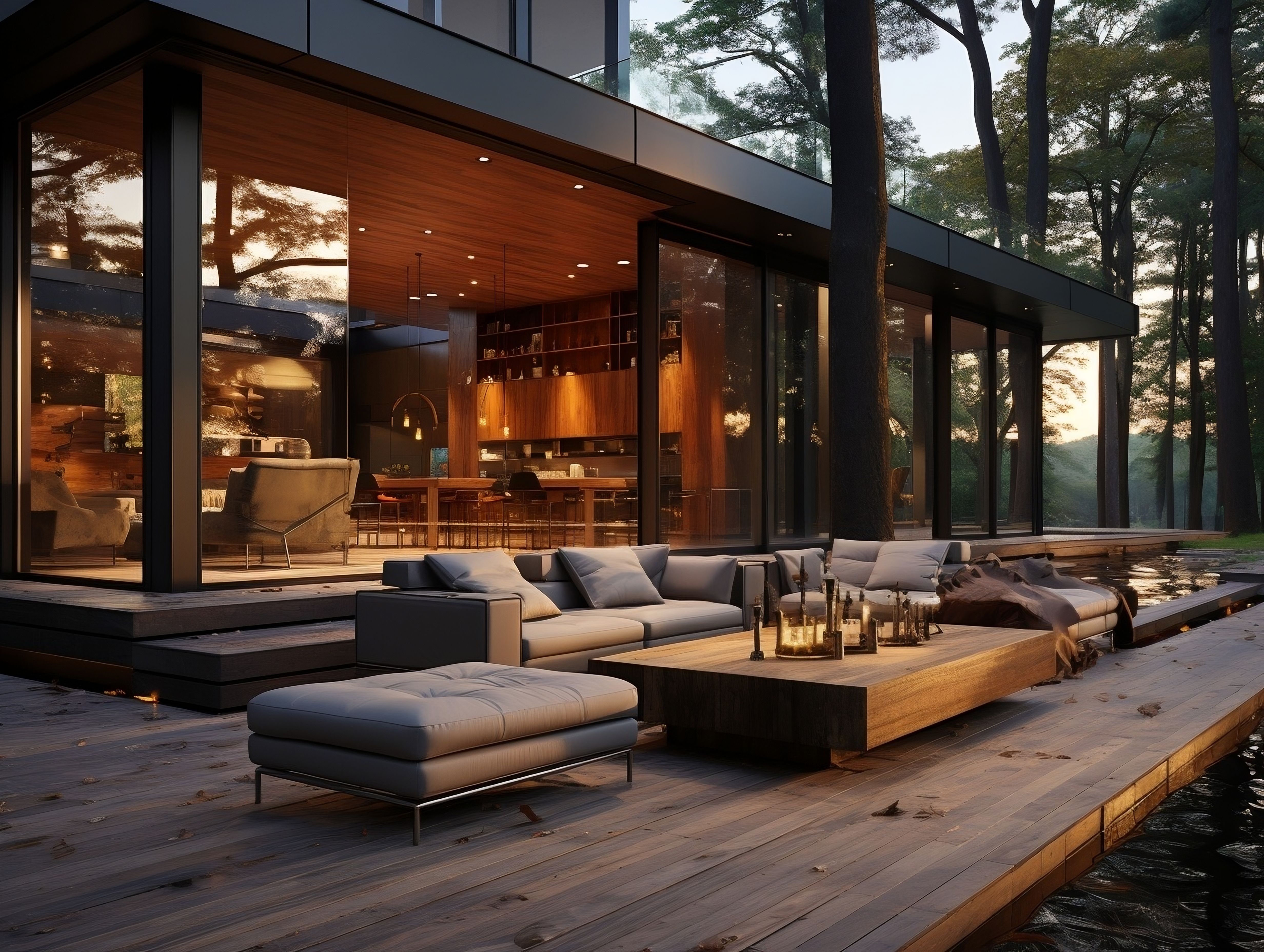 Attached modern pergola